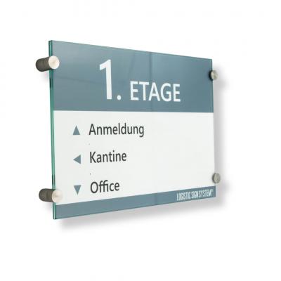 Türschild VITRUM K , Glasschild, Büroschild, Doppelglasschild